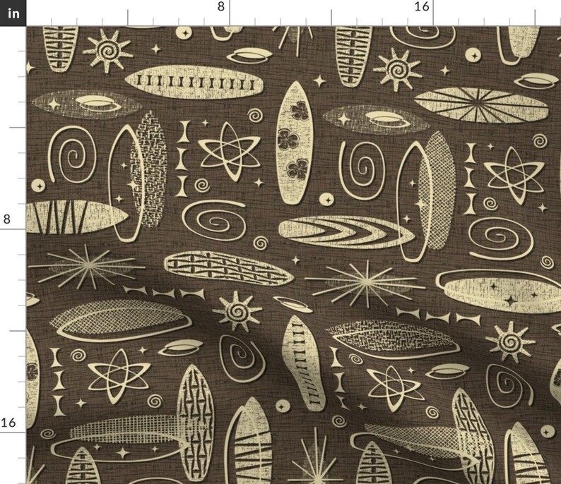 Surf Fabric Surfboard Abstract Barkcloth by Studioxtine Etsy