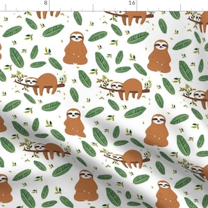 Sloth Fabric - 7&quot; Sloths Love Sleep By Shopcabin - Sloth Cute Kawaii Baby Animal Nursery Sloths Cotton Fabric By The Yard With Spoonflower
