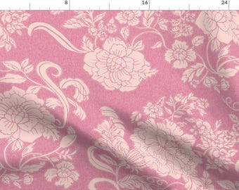 Vintage Rose Fabric - Enchanted Floral by maliuana - Garden Flowers Floral Chintz Light Pink Large Scale Fabric by the Yard by Spoonflower