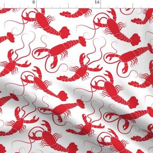 Summer Lobsters Fabric - Lobsters By Vo Aka Virginiao - Summer Seafood Lobsters Kitchen Decor Cotton Fabric By The Yard With Spoonflower