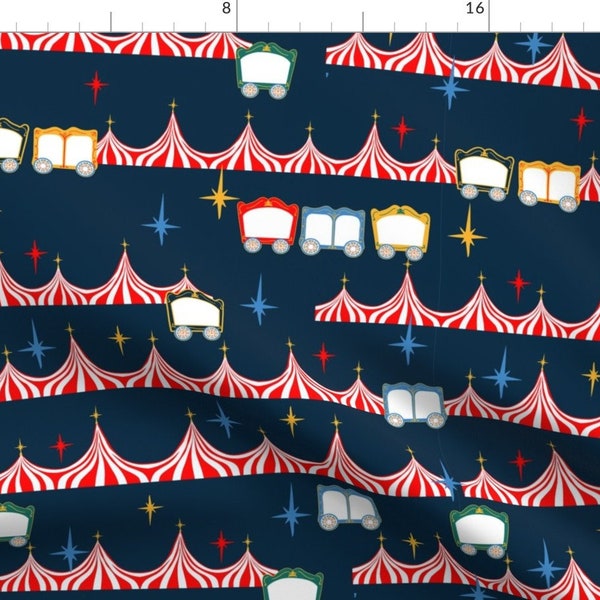 Retro Circus Limited Color Palette Fabric - Let'S Go To The Show! By Popelephant - Circus Tent Cotton Fabric By The Yard With Spoonflower