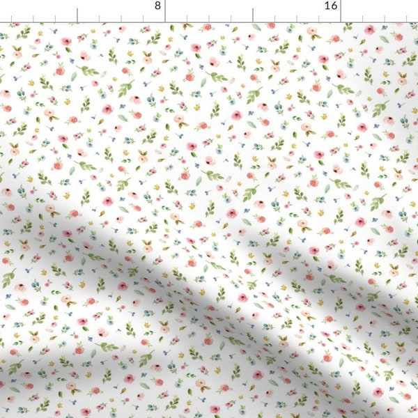 Flowers Fabric - Woodland Flowers  by gingerlous -  Leaves Floral Wild Flowers Tiny Flowers Small Floral Fabric by the Yard by Spoonflower
