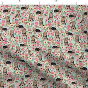 Yorkie Fabric - Yorkshire Terrier Floral Cute Dogs By Petfriendly - Yorkshire Terrier Dog Roses Cotton Fabric by the Yard with Spoonflower