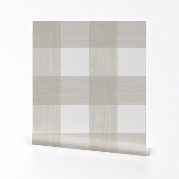 Buffalo Check Wallpaper - Putty 6" Buffalo Plaid By Danika Herrick - Custom Printed Removable Self Adhesive Wallpaper Roll by Spoonflower
