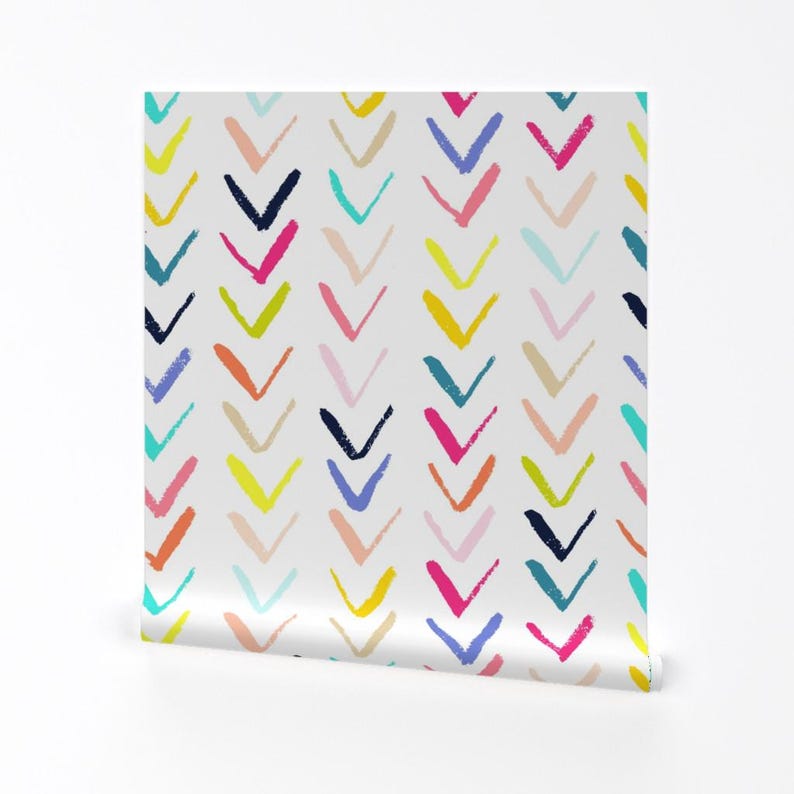 Chevron Wallpaper - Sketchy Arrows Summer Party By Theartwerks - Arrows Custom Printed Removable Self Adhesive Wallpaper Roll by Spoonflower image 2
