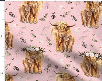 highland cow jersey fabric