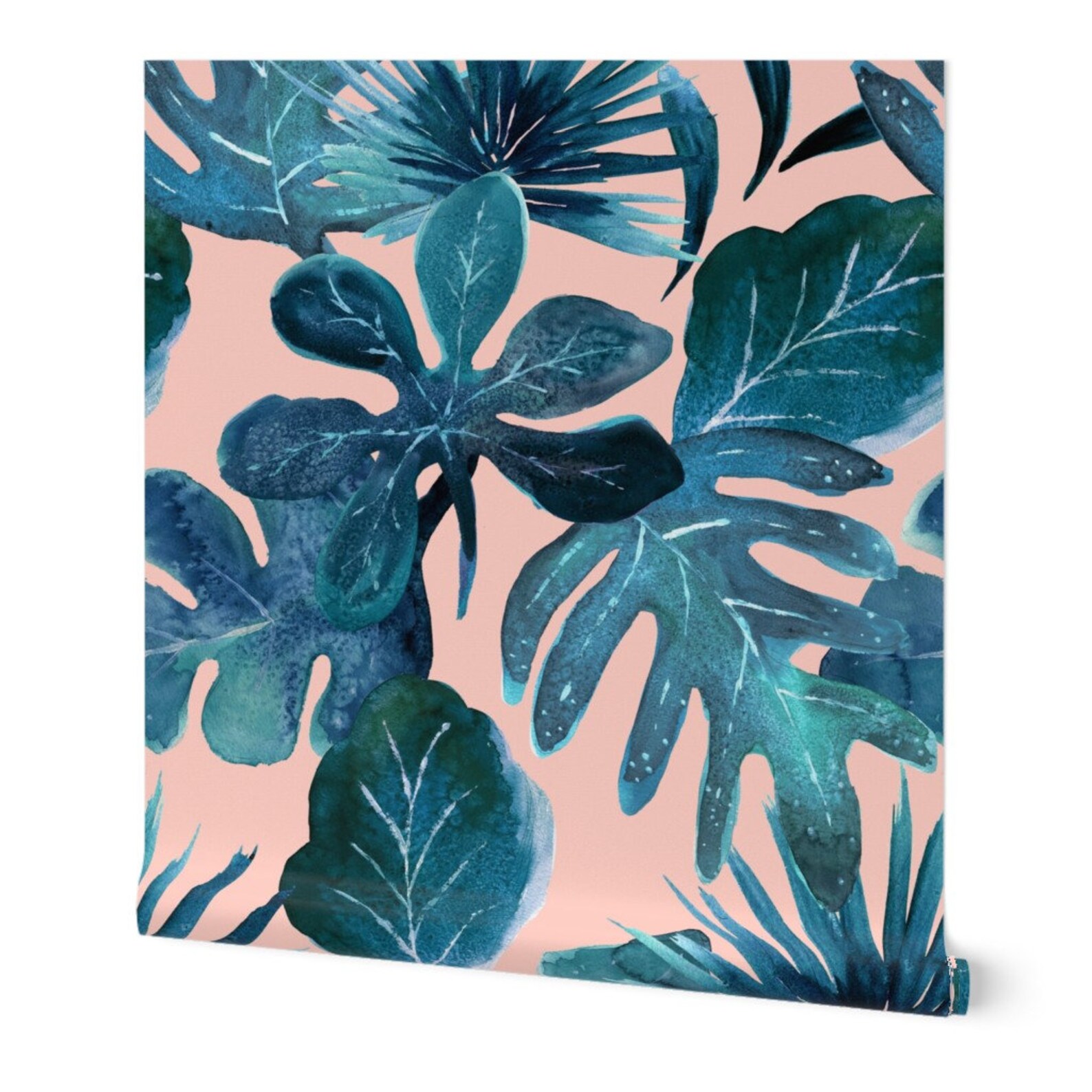 Pink Palm Tropical Wallpaper Tropical Leaves Large by - Etsy