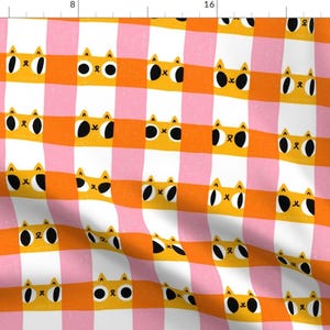 Cat Checks Apparel Fabric - Check It Out Meow by stolenpencil - Gingham Animals Cartoon Funny Clothing Fabric by Spoonflower