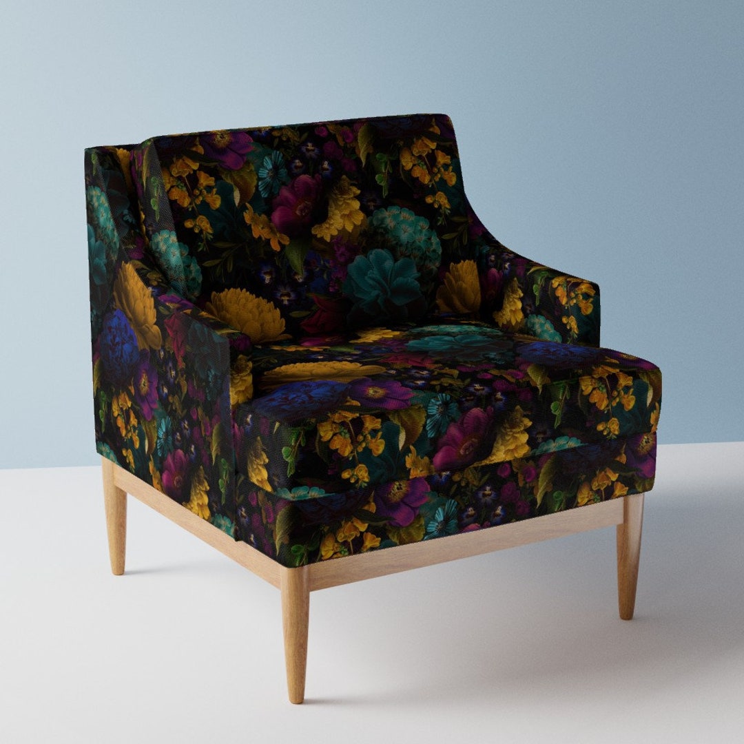 Maximalist Upholstery Fabric Moody Baroque Floral by Utart Vibrant