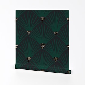 Elegante Deko-Tapete - Charleston (Grün) Von Amy Maccready - Emerald 1920er Jahre Glam Abnehmbare selbstklebende Tapetenrolle von Spoonflower