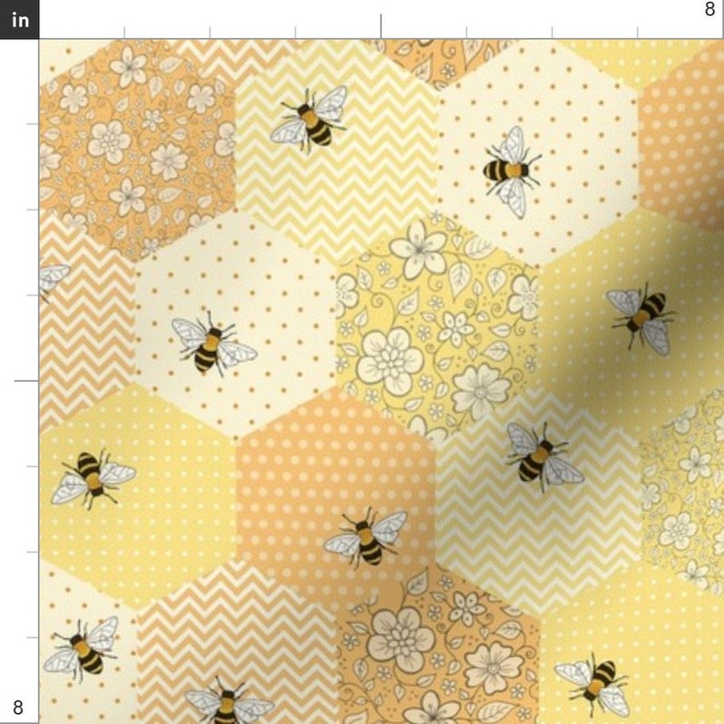 Bees Fabric Patchwork Bees by Hazel Fisher Etsy