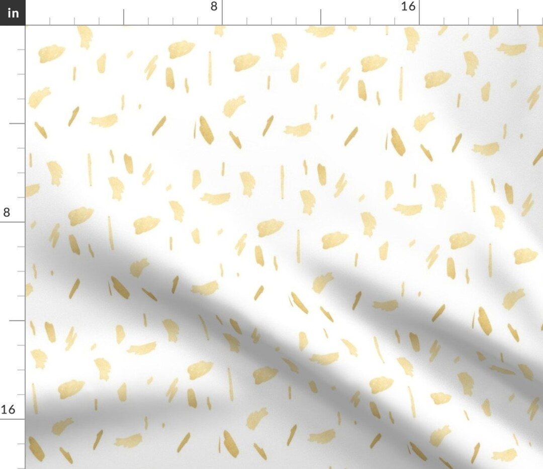 Gold and White Daubs Fabric Gold Paint Splatter on White by Etsy