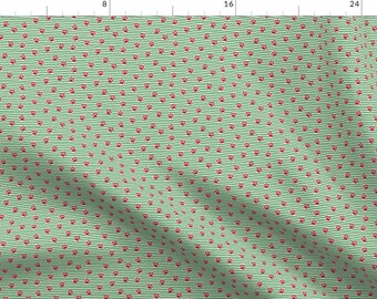 Xmas Paw Prints Fabric - (Micro Scale) Paw Prints (Red On Green Stripes) C18bs By Littlearrowdesign - Paw Prints Fabric With Spoonflower