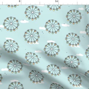 Ferris Wheel Fabric - Ferris Wheel Polka Dot By Doodleandhoob - Circus Carnival Fair Kids Nursery Cotton Fabric By The Yard With Spoonflower