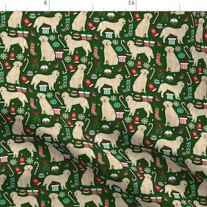 Golden Retriever Fabric - Golden Retriever Christmas Cute Xmas Holiday Dogs By Petfriendly - Dog Cotton Fabric by the Yard with Spoonflower