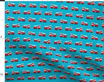 Rescue Fabric - Fire To The Rescue Fire Engine Truck For Boys By Littlesmilemakers - Firetruck Cotton Fabric By The Yard With Spoonflower