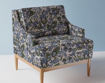 Blue Upholstery Fabric- Vintage Forest by judithkrohn - Botanical Green Leaves Modern Floral Paisley  Fabric By The Yard With Spoonflower