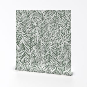 Green Leaves Wallpaper - Large Interlocking Leaves Green By Taylor Bates Creative - Removable Self Adhesive Wallpaper Roll by Spoonflower