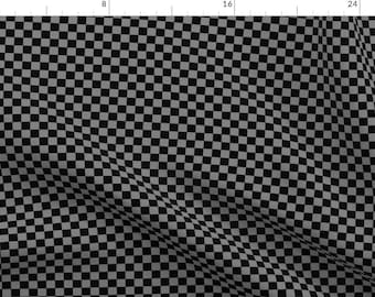 Checkerboard Black Fabric - Half Inch Black And Medium Gray Checkerboard Squares By Mtothefifthpower - Checkerboard Fabric With Spoonflower