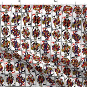 Playing Cards Fabric - Royals By Thin Line Textiles - Playing Cards Deck Face Cards Games Magic Cotton Fabric By The Yard With Spoonflower