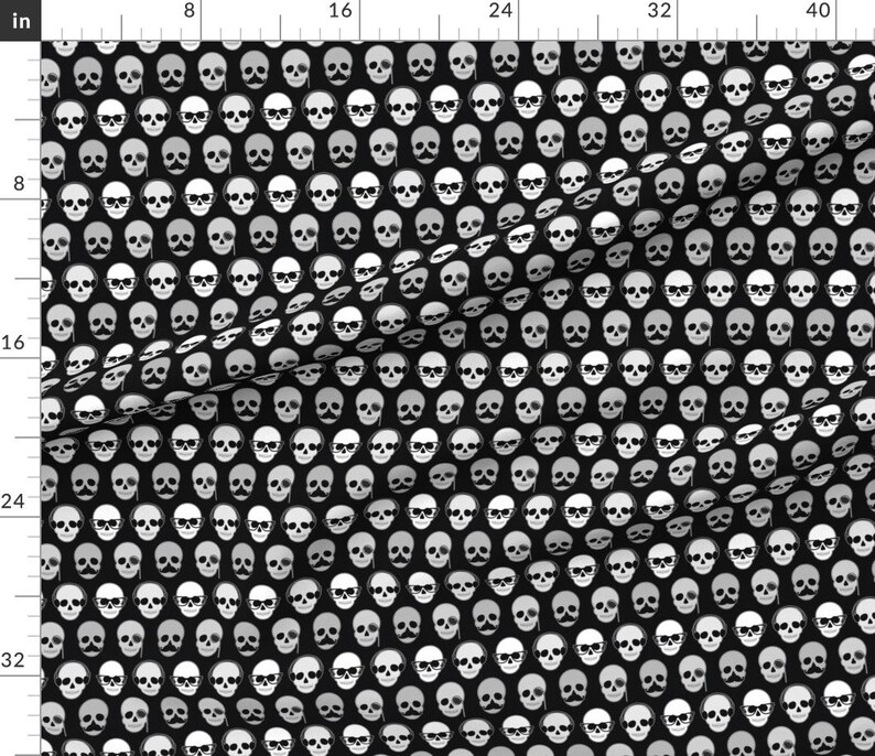 Skull Fabric Hipster Skulls Pattern By Jannasalak Skull | Etsy
