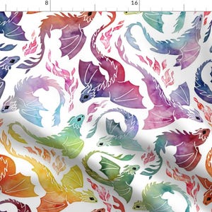 Rainbow Dragon Fabric - Dragon Fire Rainbow By Adenaj - Fantasy Fairy Tale Mythical Legendary Cotton Fabric By The Yard With Spoonflower