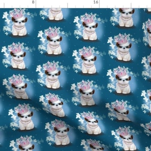 Shih Tzu Fabric - Toy Dog Breed Shihtzu Puppy Illustrated Butterlfly Night Princess By Catialee - Cotton Fabric By The Yard With Spoonflower