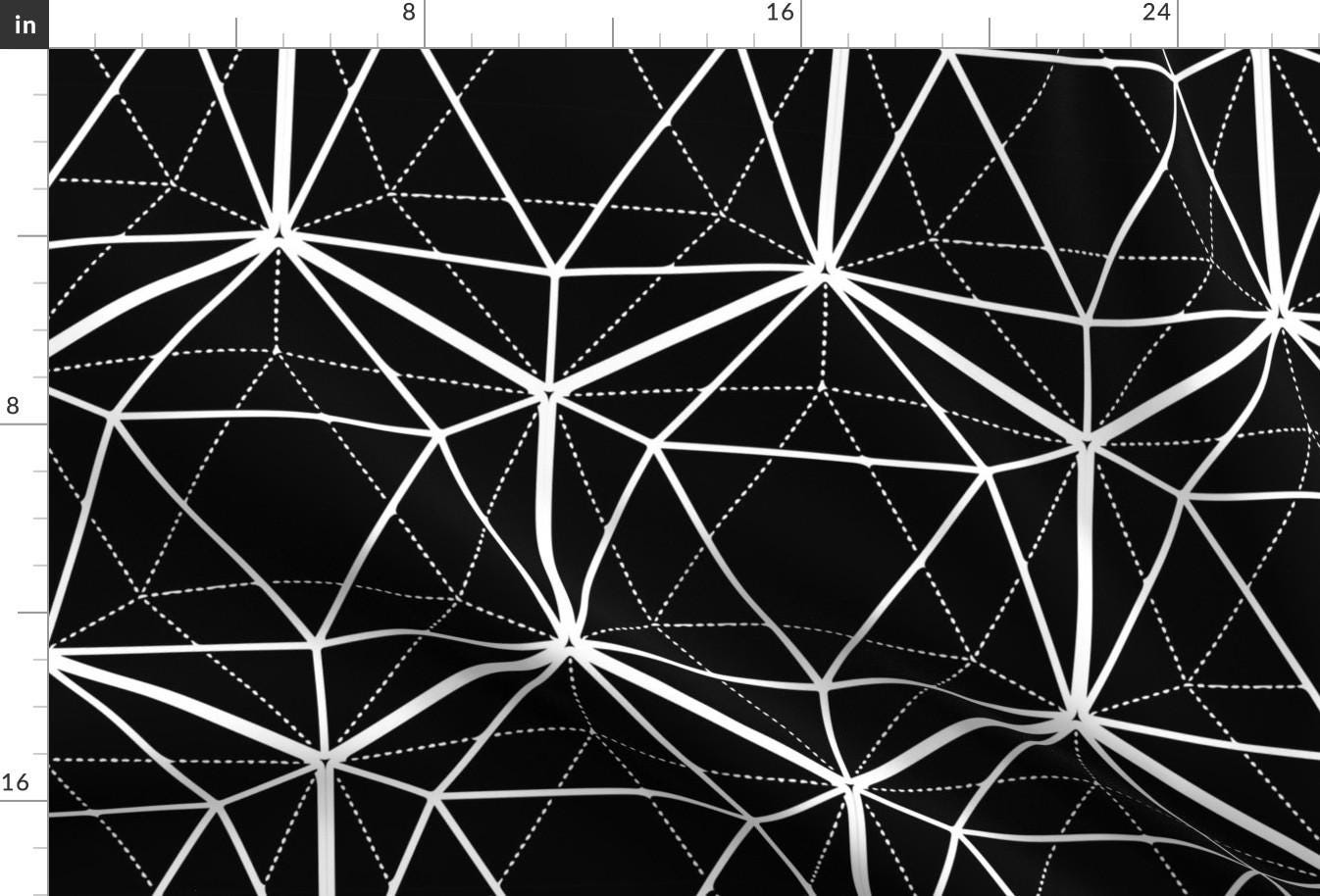 Modern Geometric Fabric - Icosahedron White on Black by  display picture 1