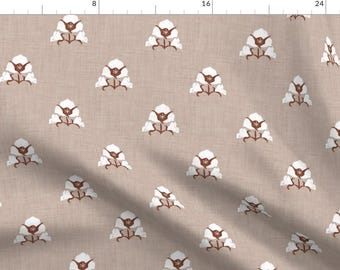 Simple Fabric - Cotton Bloom by carolinerauschdesign - Rustic Farmhouse Cottagecore Country Cotton Garden Fabric by the Yard by Spoonflower