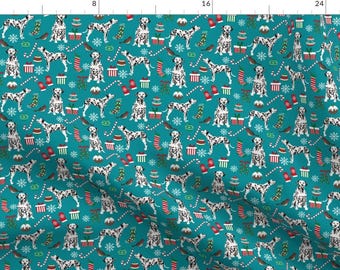 Dalmatian Fabric - Dalmatian Dogs Christmas Cute Xmas Holiday Dog Dalmatians By Petfriendly - Cotton Fabric by the Yard with Spoonflower