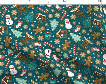 Christmas Cookies Apparel Fabric - Gingerbread by heleen_vd_thillart - Winter Gingerbread Christmas Cookies Clothing Fabric by Spoonflower