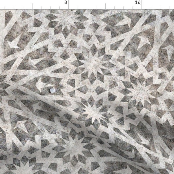 Moroccan Fabric - Tangier Moroccan Sand 3 By Schatzibrown - Moroccan Geometric Gray Floral Sand Cotton Fabric By The Yard With Spoonflower