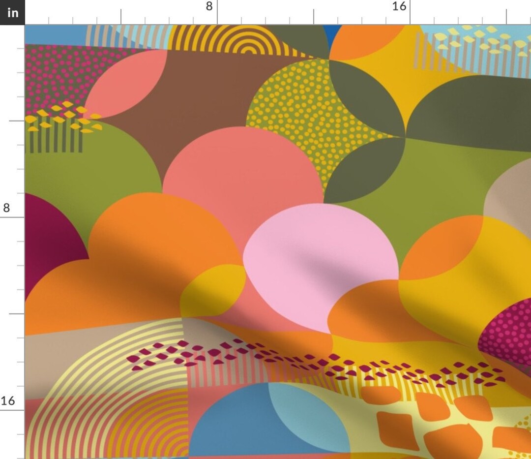 Abstractdc Mod Colorful Geo Fabric Summertime / Large Scale by Heidi