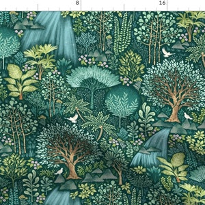 Emerald Forest Fabric Emerald Eden By Catalinakim Woodland Forrest Nursery Upholstery Decor Cotton Fabric By The Yard With Spoonflower image 1