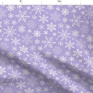 Snowflakes Fabric - Snowflakes Winter Christmas On Lavender Purple By Caja Design - Snowflakes Cotton Fabric By The Yard With Spoonflower