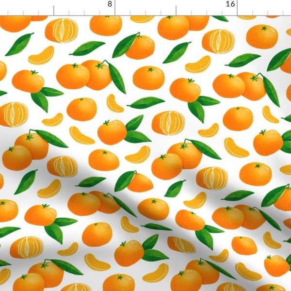 Tangerine Fruit Fabric - Tangerines Illustration Seamless Pattern By Stolenpencil - Tangerine Cotton Fabric By The Yard With Spoonflower