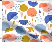 Abstract Fabric - Scandinavian Abstract Circles And Triangles By Heleen Vd Thillart - Abstract Cotton Fabric By The Yard With Spoonflower