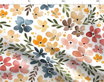 Floral Fabric - Watercolor Wildflowers  by sara_swanson_design -  Multicolor Spring Summer Watercolor Fabric by the Yard by Spoonflower