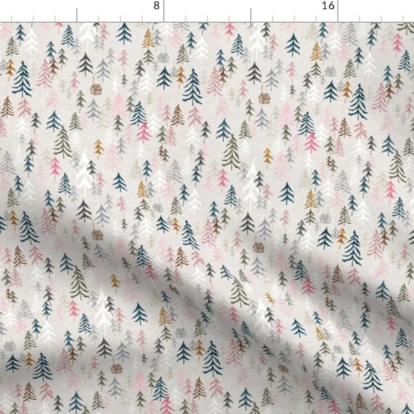 Trees Fabric - Solitude By Nouveau Bohemian - Trees Pine Spruce Forest Mountains Rustic Lodge Cotton Fabric By The Yard With Spoonflower