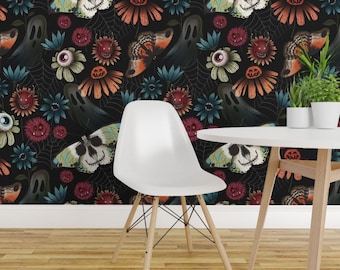 Papel pintado autoadhesivo y original - Fantasmas góticos y monstruos oscuros - Decoración de pared removible - Jardín de monstruos escurridizos de ashleyinthestars