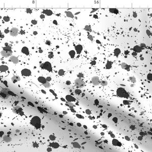 Splatter Paint Fabric - Splat In Ink By Danika Herrick - Splatter Paint Black and White Abstract Cotton Fabric By The Yard With Spoonflower