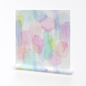 Abstract Wallpaper - Rainbow Watercolor By Crystal Walen - Abstract Custom Printed Removable Self Adhesive Wallpaper Roll by Spoonflower