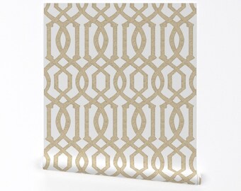 Imperial Trellis Wallpaper - Victoria Trellis White By Willowlanetextiles -  Part of this roll was Pro and the other part was Roostery.
