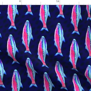 Tetra Fish Fabric - Neon Tetra Fish By skye_mcneill_studio - Tetra Fish Water Colorful Pink Blue Cotton Fabric By The Yard With Spoonflower