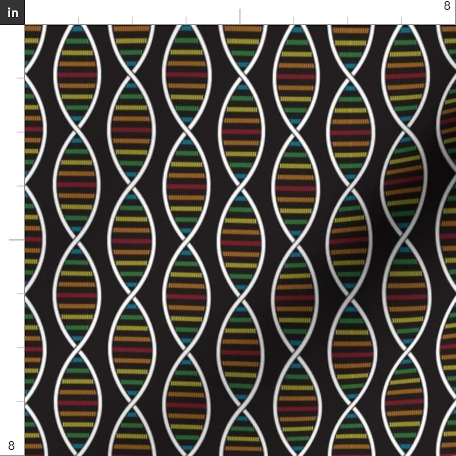 Dna Fabric - Dna Strands (dark Rainbow) by Robyriker - Dna Strands ...