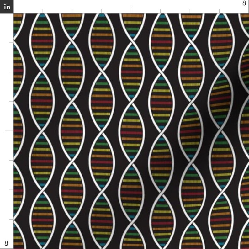 Dna Fabric - Dna Strands (dark Rainbow) by Robyriker - Dna Strands ...