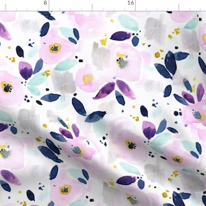 Floral Fabric - Mystical Floral by crystal_walen - Flower Purple Abstract Lavender Fabric by the Yard by Spoonflower