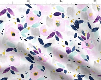 Floral Fabric - Mystical Floral by crystal_walen - Flower Purple Abstract Lavender Fabric by the Yard by Spoonflower