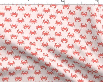 Crab Fabric - Crabs Pink By Littlearrowdesign - Crab Sea Animal Ocean Beach Home Decor Upholstery Cotton Fabric By The Yard With Spoonflower