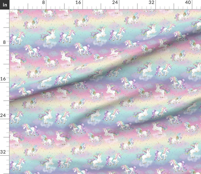 Pastel Rainbow Fabric Pastel Rainbow Unicorn By Koko Bun | Etsy